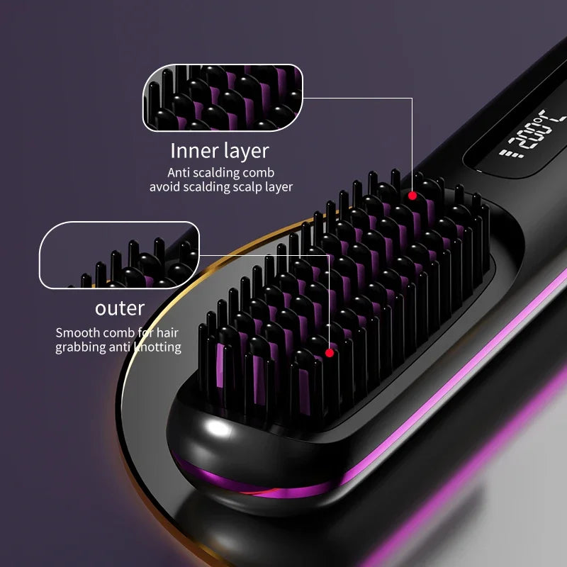 Glanzend haar creëren met deze draadloze haarstyler voor dames, voorzien van ionen technologie.