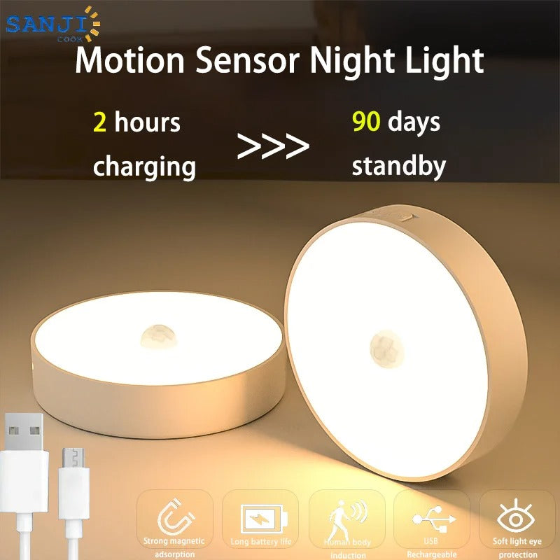 Zelfklevende mini LED lamp, draadloos met bewegingssensor, verbetert veiligheid en zichtbaarheid.