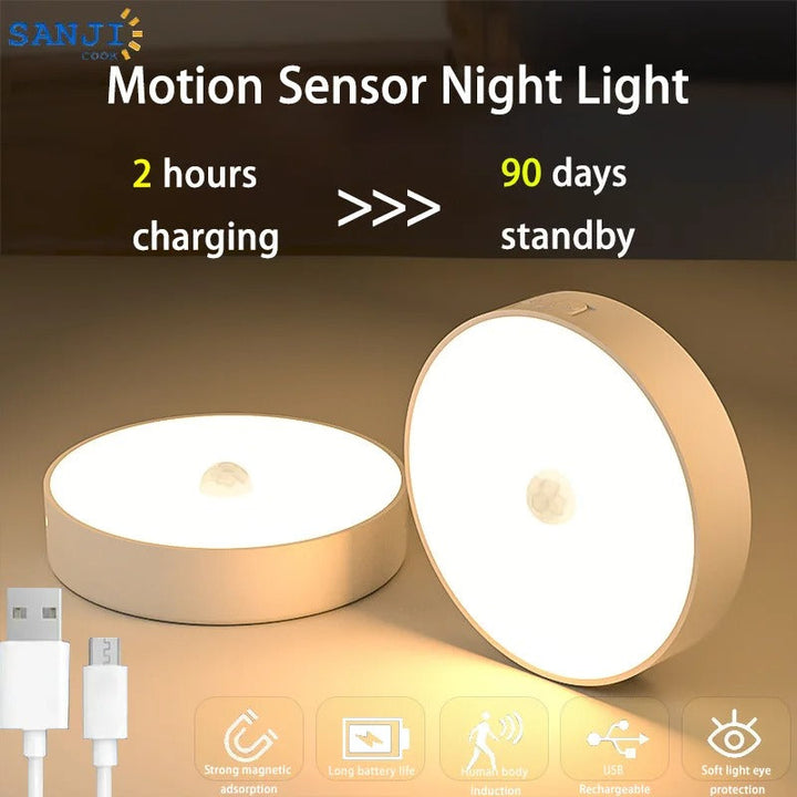 Zelfklevende mini LED lamp, draadloos met bewegingssensor, verbetert veiligheid en zichtbaarheid.