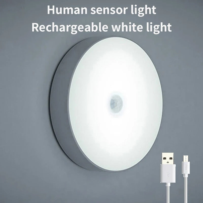 De veelzijdige draadloze LED lamp met bewegingssensor, toont montage aan muur.