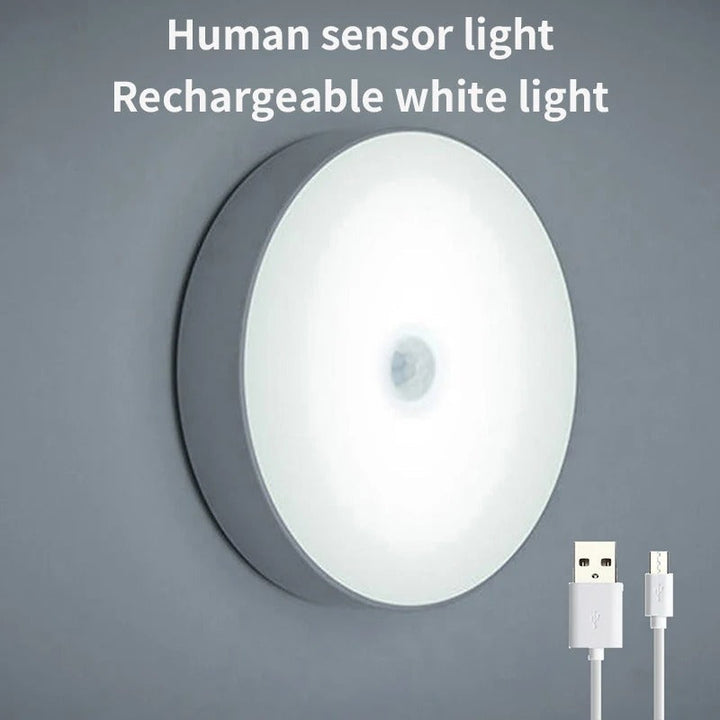 De veelzijdige draadloze LED lamp met bewegingssensor, toont montage aan muur.