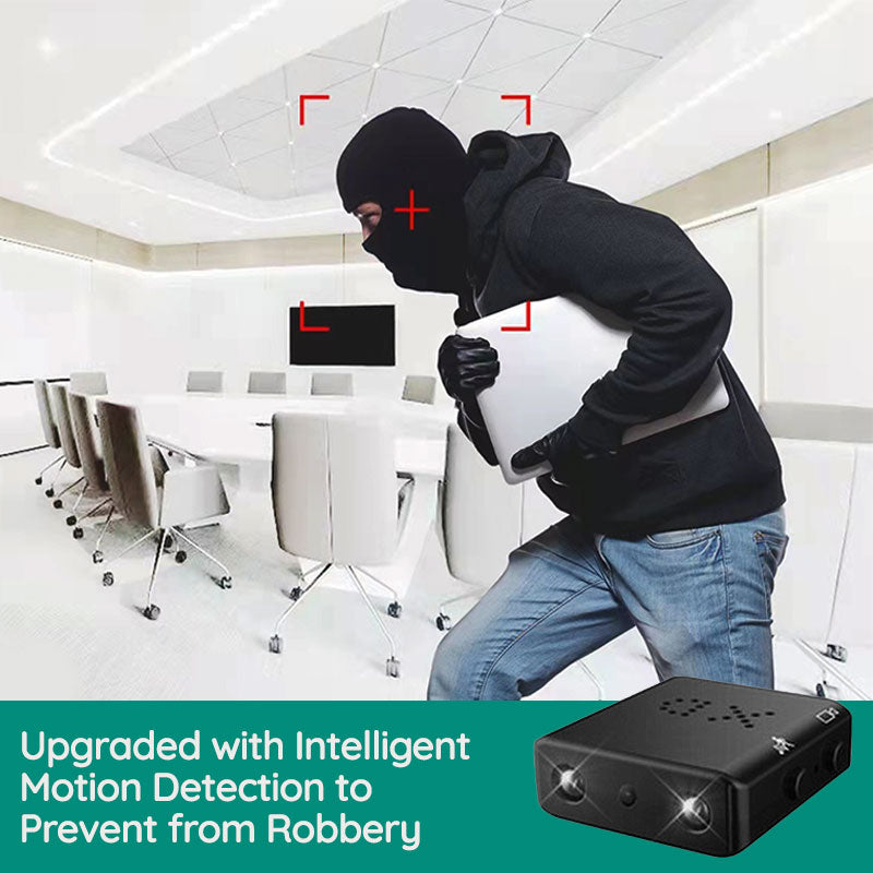 Veelzijdige compacte spionagecamera met Wi-Fi, HD video, nachtzicht en audio voor diverse bewakingstaken.