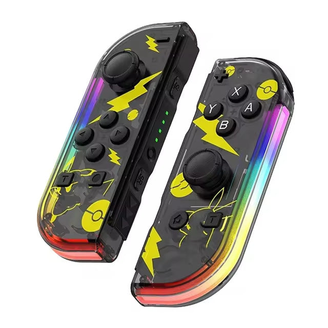 Gamen met de Nintendo Switch draadloze controller; voorzien van dynamische RGB LED-verlichting.