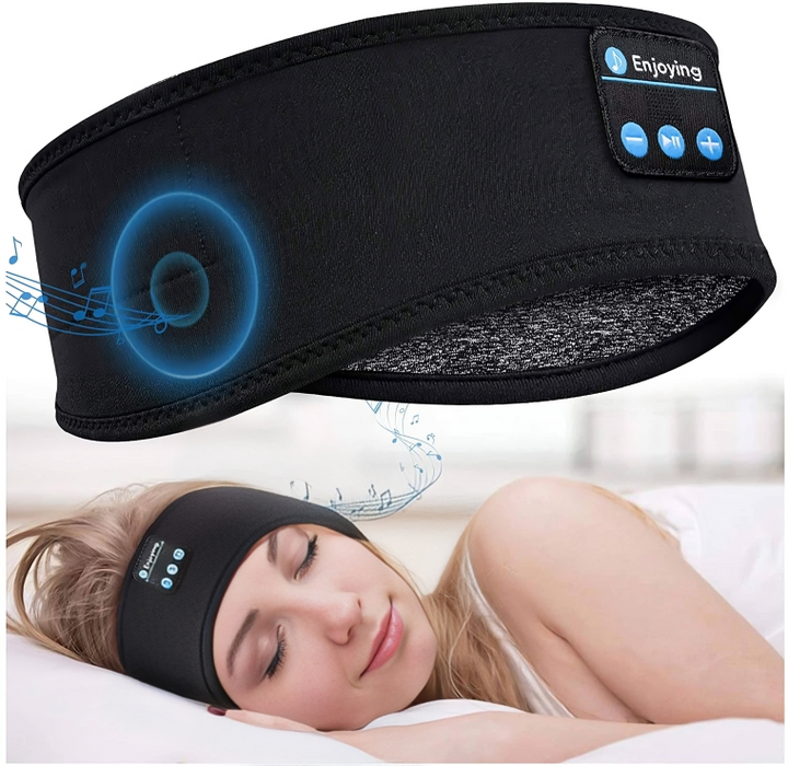 Draadloze slaapkoptelefoon en oogmasker, zwart, perfect voor ontspanning en reizen