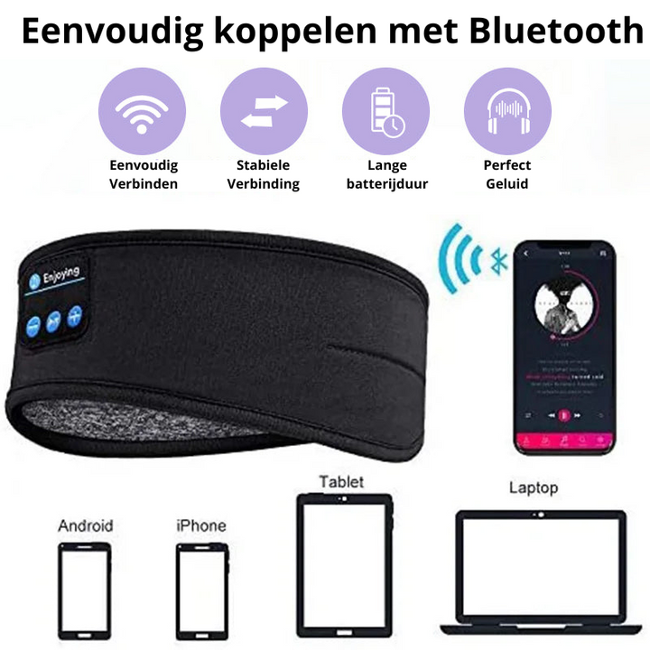 Reisgenoot: compacte draadloze slaapkoptelefoon en oogmasker voor comfort onderweg