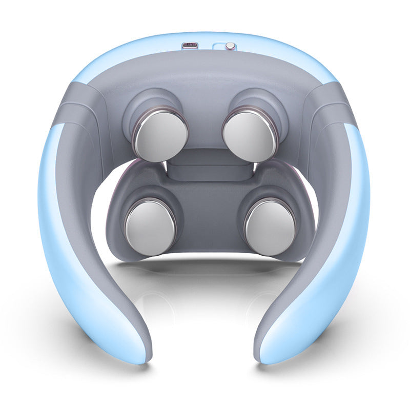 Nieuw nekmassageapparaat met elektrische spierstimulatie (EMS) en TENS-therapie, en warmte voor ontspanning.