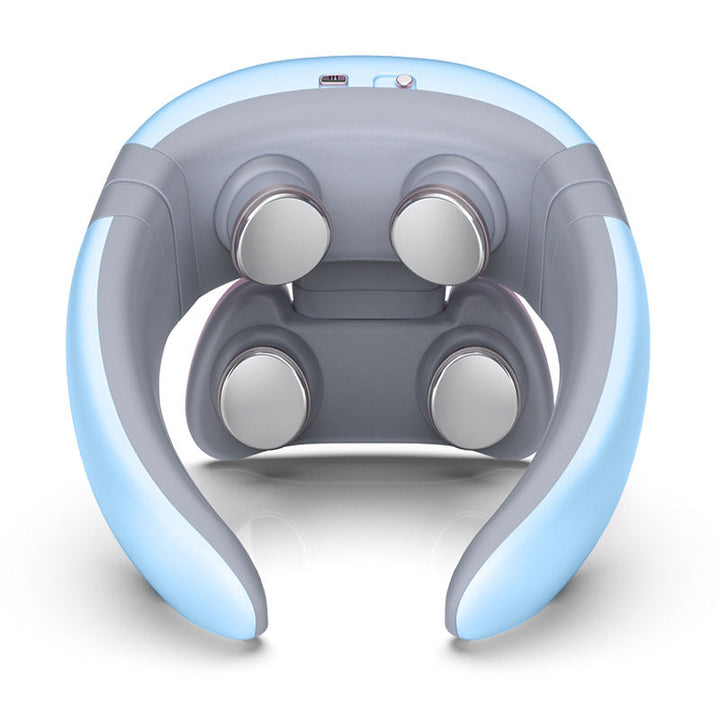 Nieuw nekmassageapparaat met elektrische spierstimulatie (EMS) en TENS-therapie, en warmte voor ontspanning.