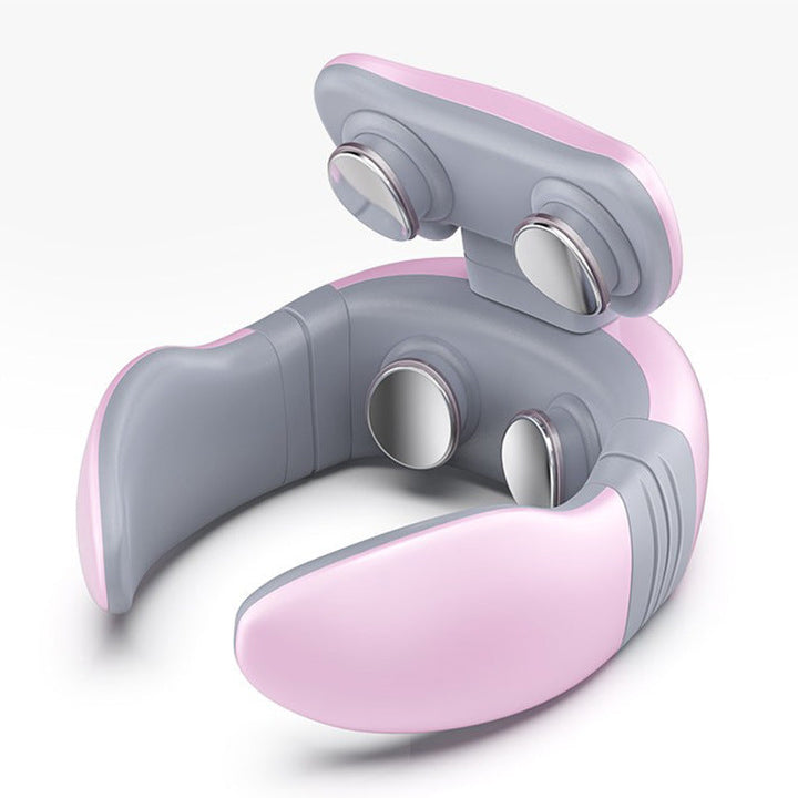 Wellness apparaat: slimme nekmassager met warme kompressen en EMS/TENS voor effectieve pijnverlichting.
