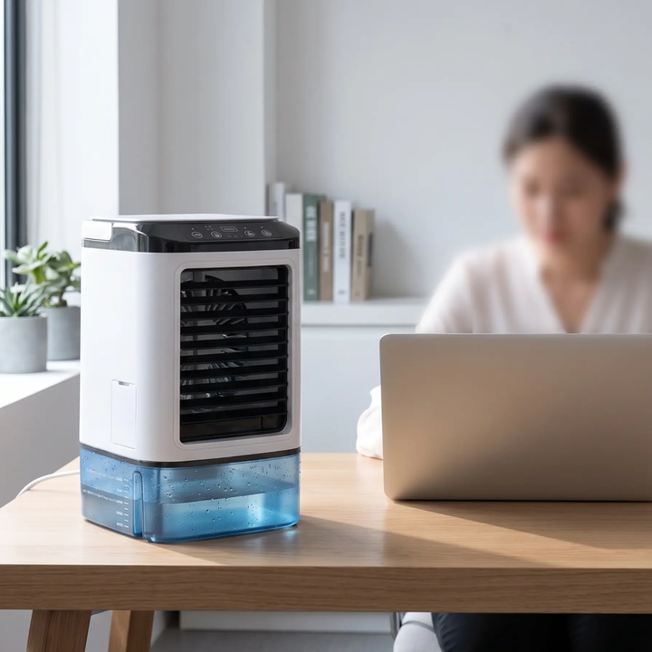 Stille persoonlijke koeler, draagbare airco met 3 snelheden voor optimaal comfort in elke kamer.