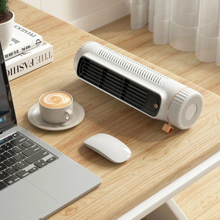 Veilige bladloze torenventilator, perfect voor gezinnen. Biedt stille 360° koeling en is draagbaar.