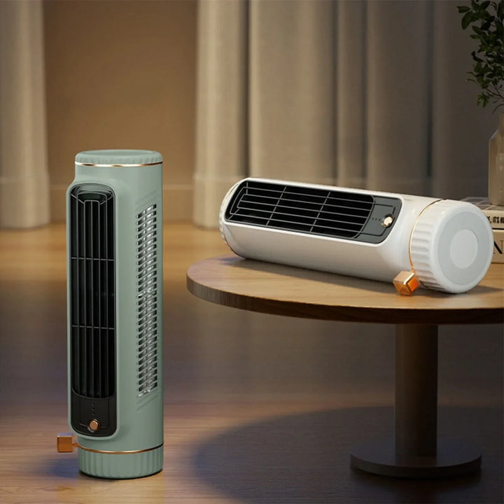 Efficiënte 360 graden torenventilator voor complete ruimtekoeling. Bladloos, stil en draagbaar design.