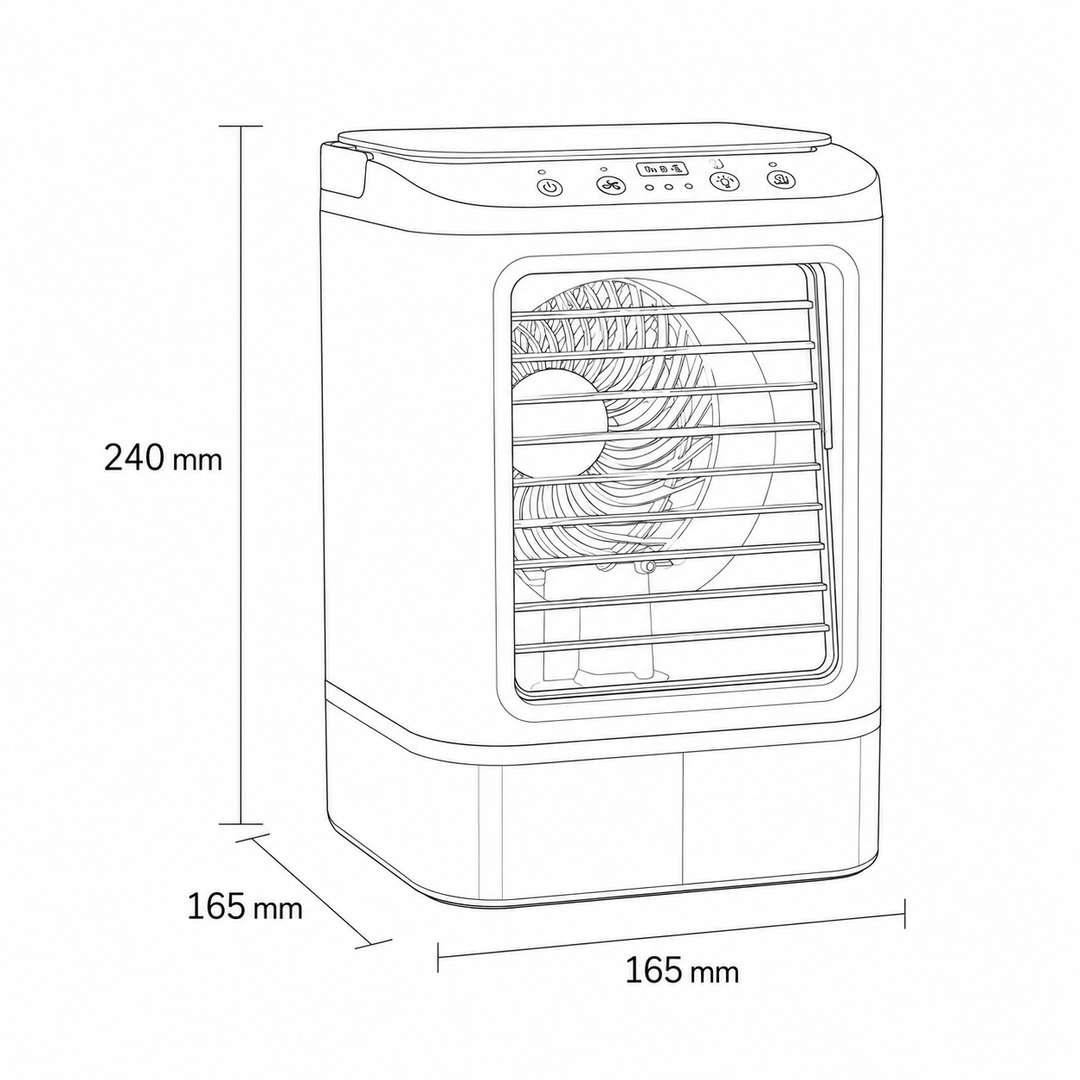 Veelzijdige draagbare airco ventilator met USB, bladloos ontwerp en ijsbox voor efficiënte verkoeling.