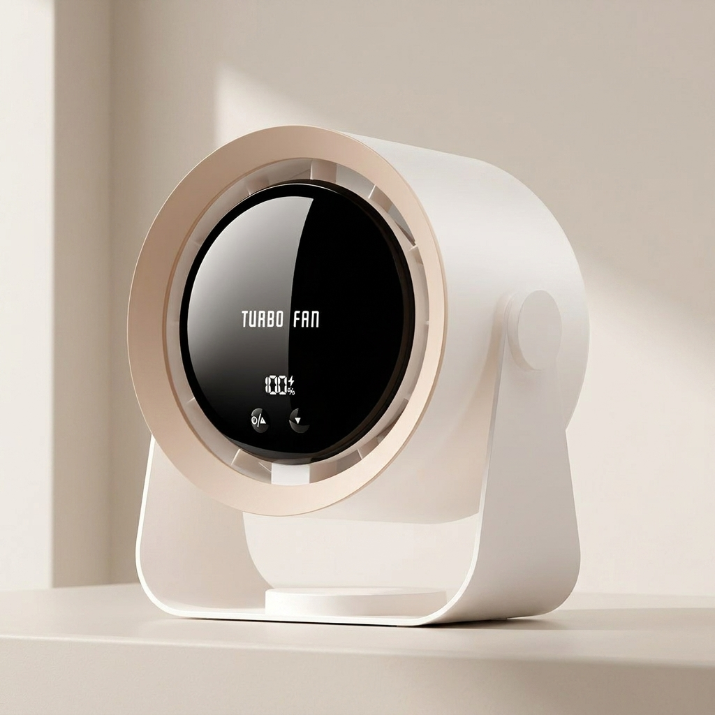 Draagbare bladloze ventilator met LED-display voor stille koeling. Ideaal als bureauventilator of in slaapkamer/kantoor.