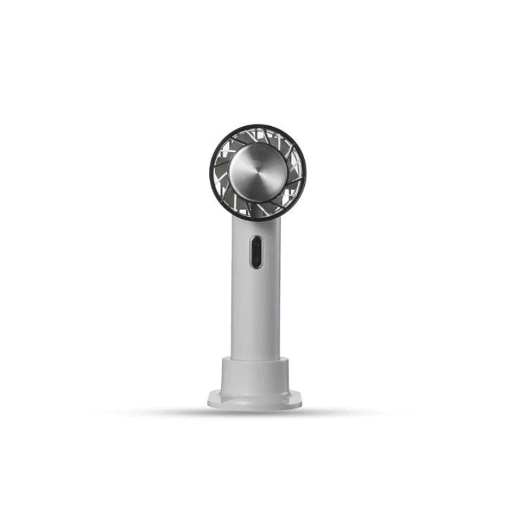 Compacte luchtkoeler ventilator voor bureau, zorgt voor frisse, koele lucht tijdens warme zomerdagen.