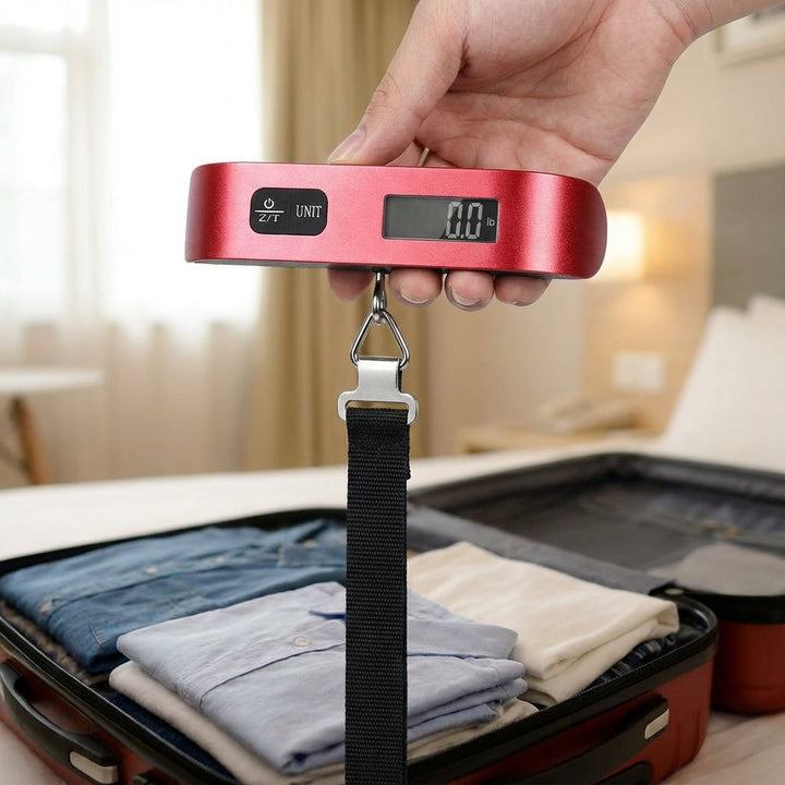 Draagbare digitale bagageweegschaal TravelWeigh. Perfect reisaccessoire voor stressvrij reizen.