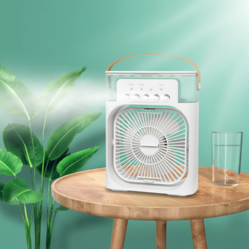 Efficiënte draagbare luchtkoeler met evaporatieve technologie en afstandsbediening voor comfortabele verkoeling.