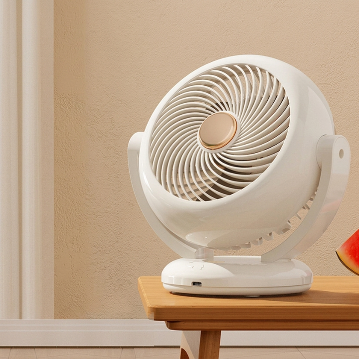 Multifunctionele oplaadbare mini ventilator. Te gebruiken als draagbare en desktopventilator.