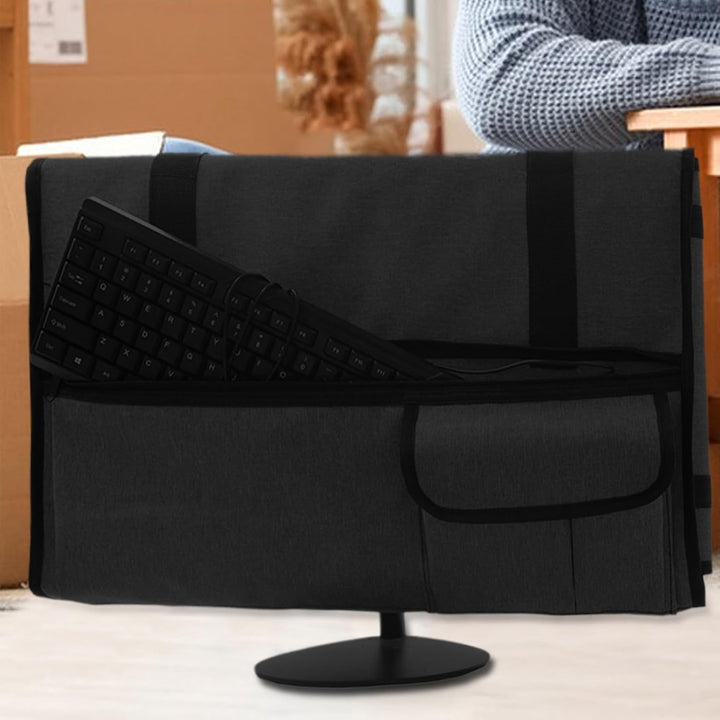 Grijs-zwarte draagbare monitorhoes: perfecte combinatie van bescherming en stijl.