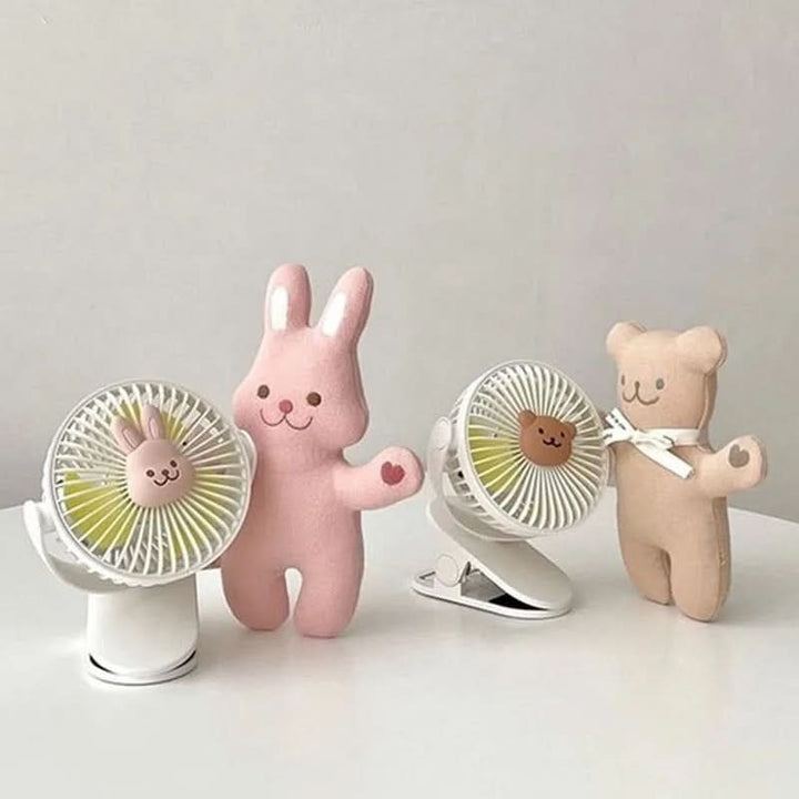 Reisventilator met clip, oplaadbaar en draagbaar, ideaal voor verkoeling op reis, in een tent of hotel.