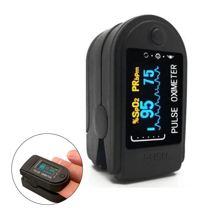 Pulsoximeter met helder display voor SpO2 & hartslag; perfect voor thuismeten.