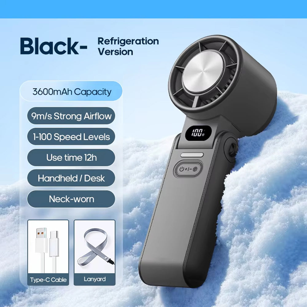 Ervaar directe verkoeling met deze draagbare turbo ventilator, perfect voor zomerse dagen en buitenactiviteiten.