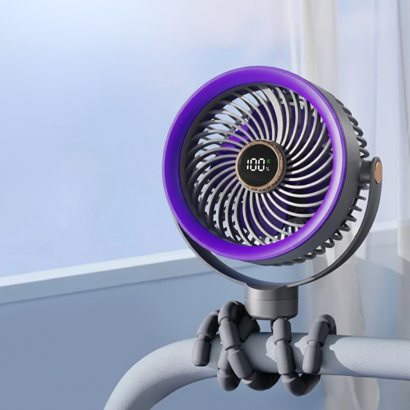 Handheld ventilator met duidelijk LED display, 4000mAh accu en instelbare snelheden voor zomerfrisheid.