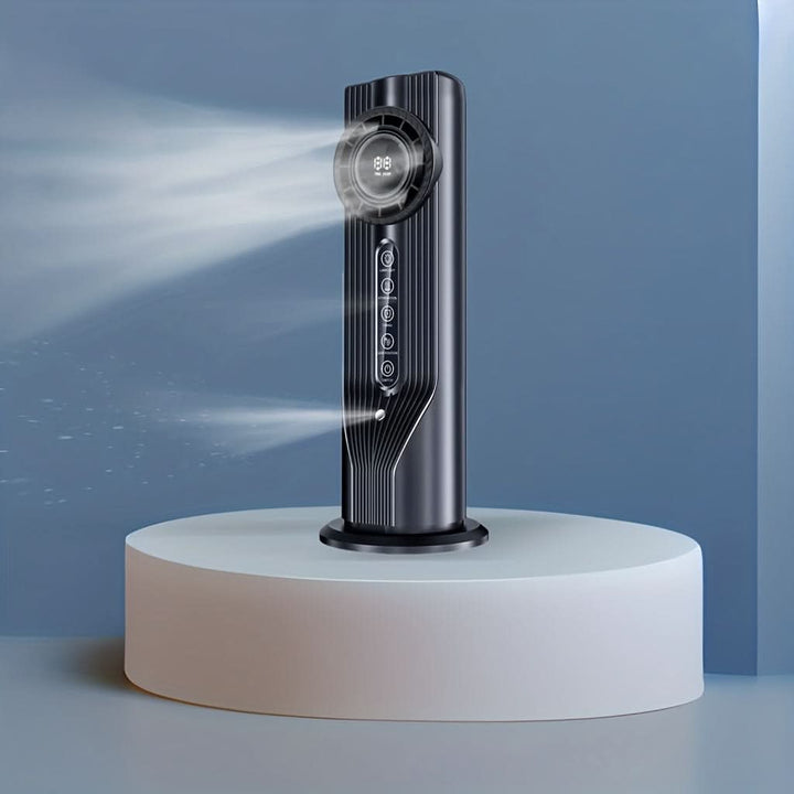 Stijlvolle zwarte draagbare ventilator, krachtige luchtkoeler voor kantoor of slaapkamer. USB gevoed.