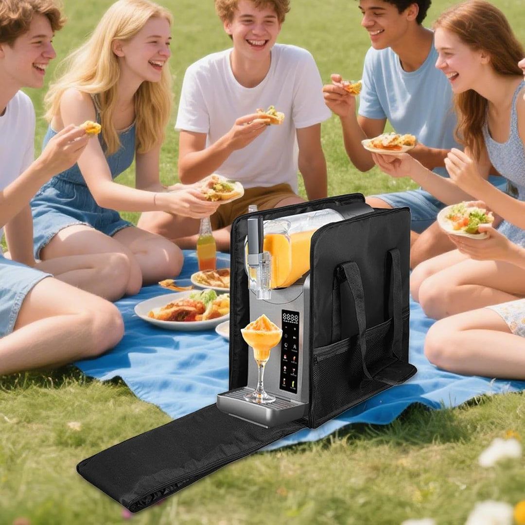 Zwarte draagbare Veylora tas voor drankmaker; perfect voor reizen, beschermt tegen stoten en water.