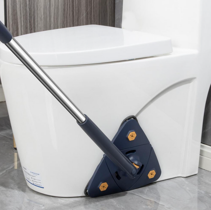 Draaiende 360° vloermop met telescopische steel, ideaal voor efficiënte vloerreiniging in huis.