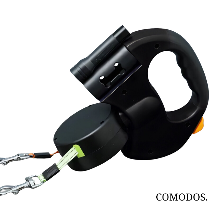 Verbeterde zichtbaarheid met deze dubbele hondenlijn met LED licht voor twee honden en meer rust.