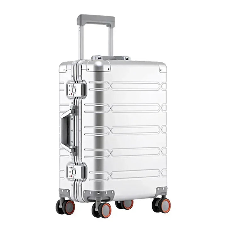 Duurzame aluminium-magnesium reiskoffer voor stijlvol en zorgeloos reizen; een premium reisaccessoire.