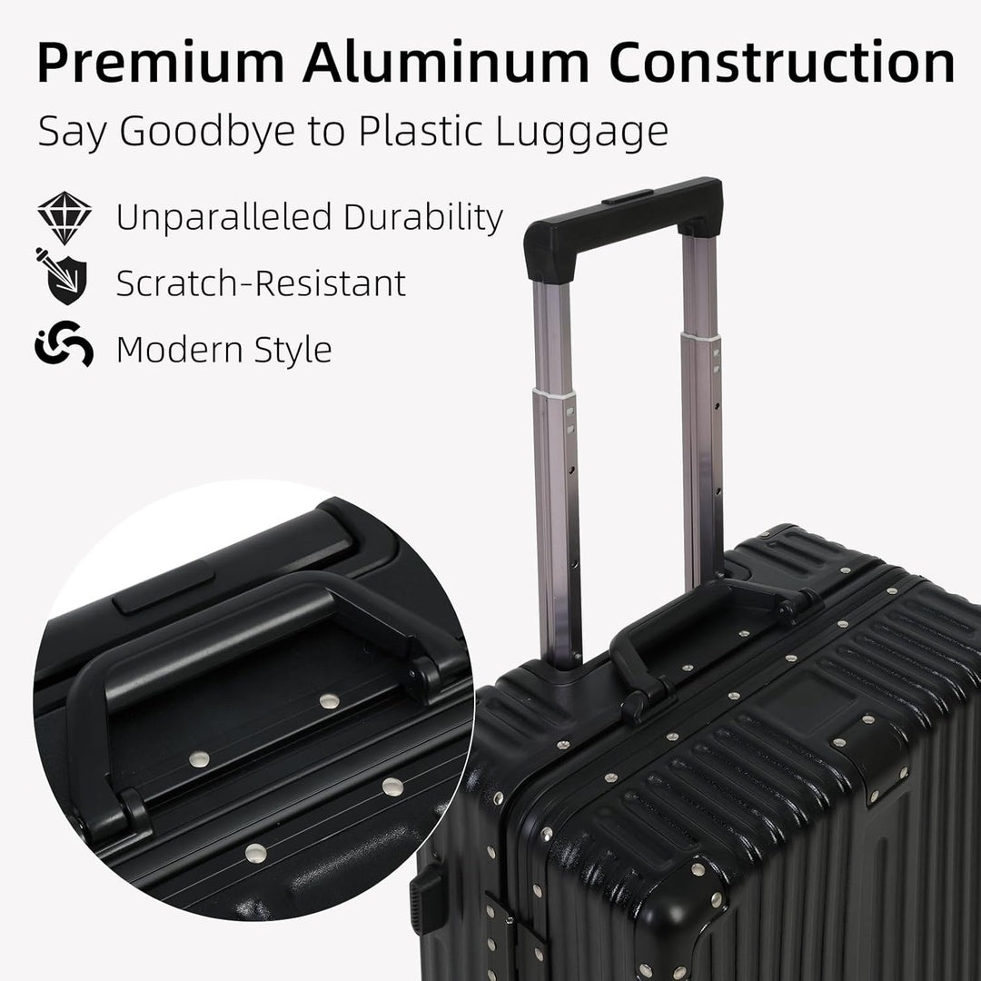Handbagage koffer met veilig TSA-slot en soepele stille wielen voor stressvrij reizen. Stevig aluminium frame.