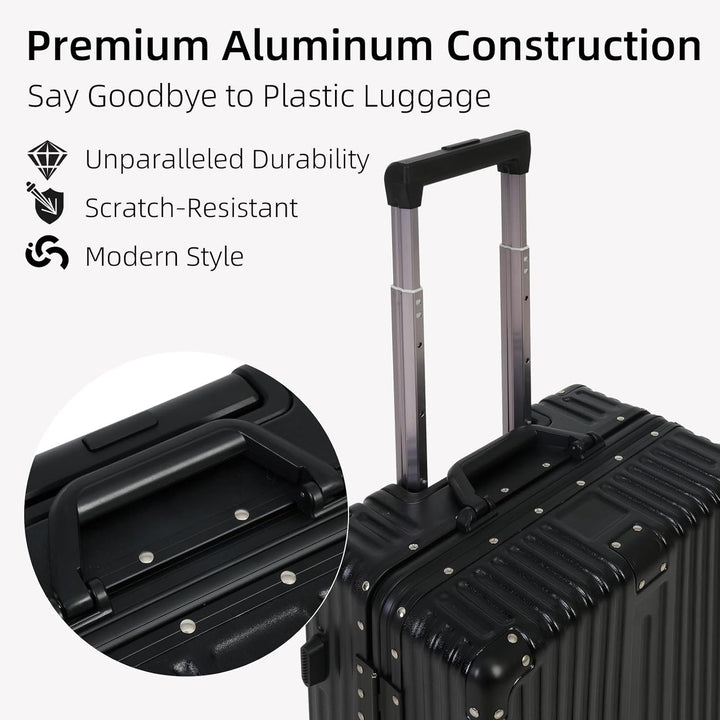 Handbagage koffer met veilig TSA-slot en soepele stille wielen voor stressvrij reizen. Stevig aluminium frame.