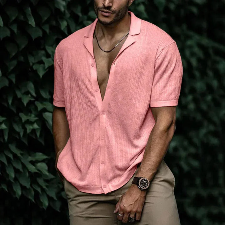Veelzijdig heren zomeroverhemd met knoopsluiting, perfect voor casual, vakantie en strandkleding, ademend.