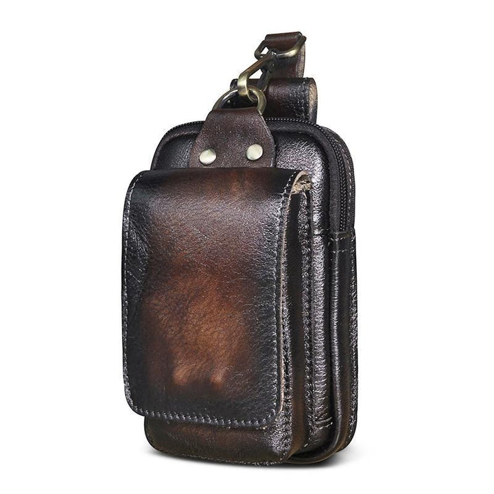 Stijlvolle echt leren heren heuptas (bruin), 1+1 gratis, ideaal cadeau voor avonturiers.