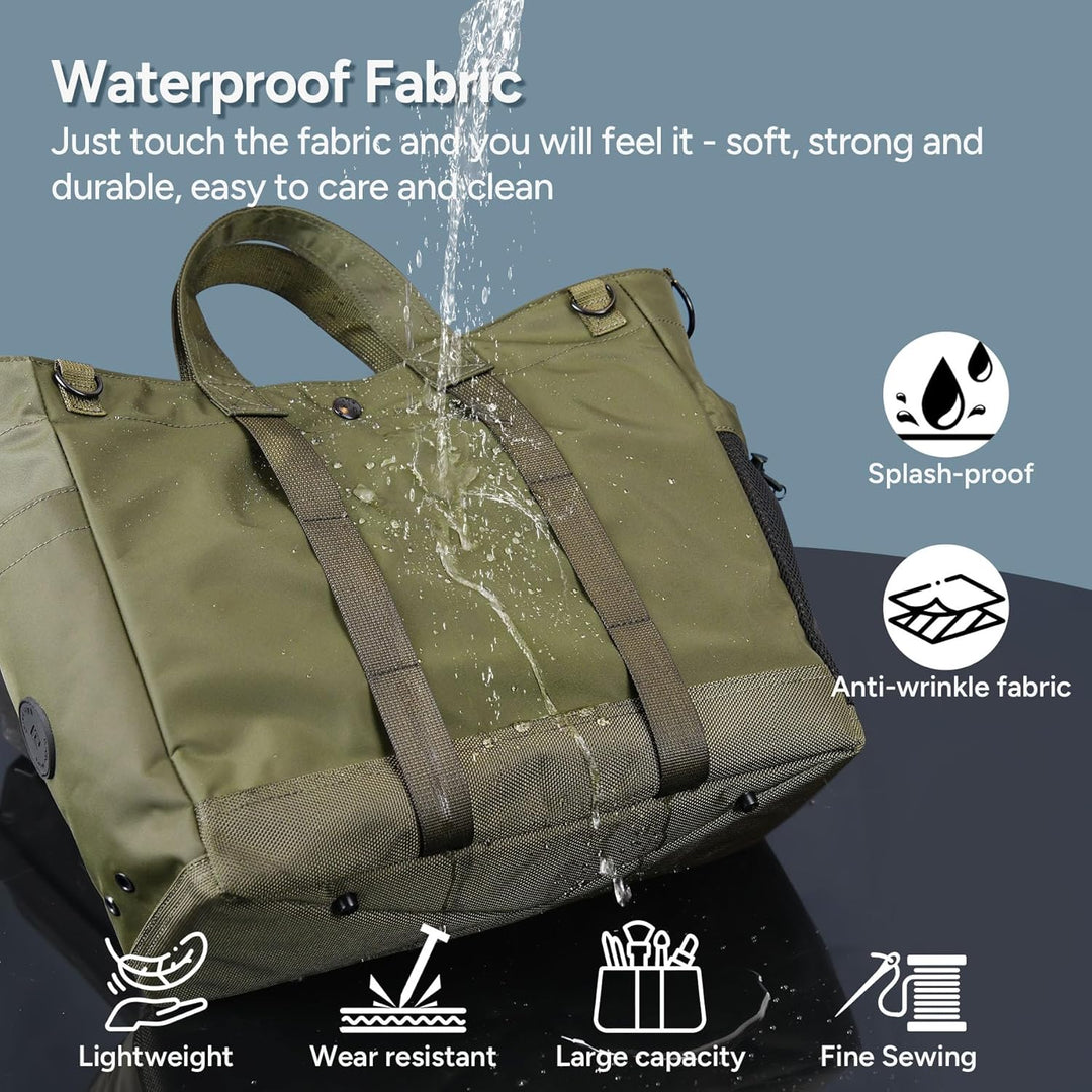 Detail van de hoogwaardige stof van de duurzame unisex laptop schoudertas met verstelbare band.