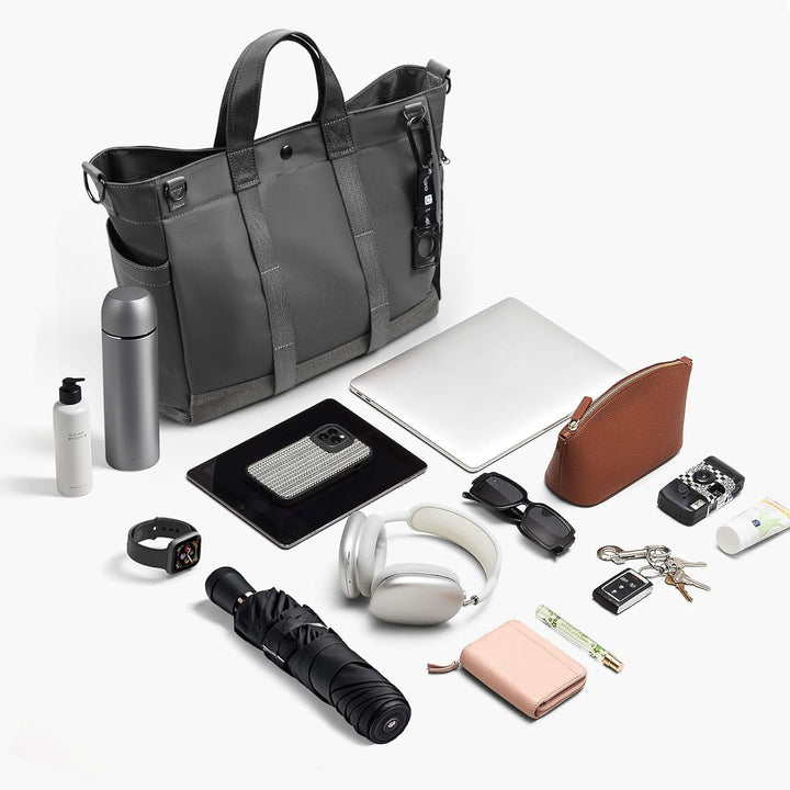 Ruime werktas met meerdere compartimenten voor laptop en accessoires, perfect georganiseerd voor dagelijks gebruik.