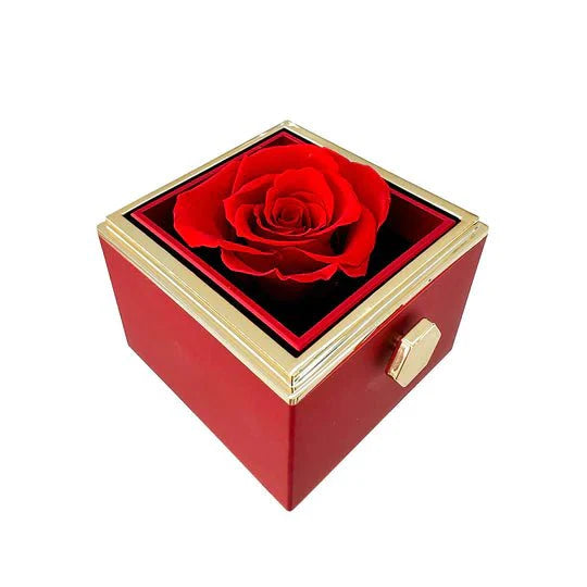 Eeuwige rozen doos met gouden hartprojectieketting, betoverend en elegant sieraad voor betekenisvolle herinneringen.