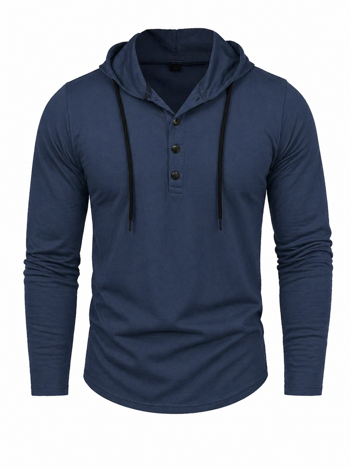 Heren hoodie - Lichtgewicht & Ademend - Drie-Knopen Sluiting
