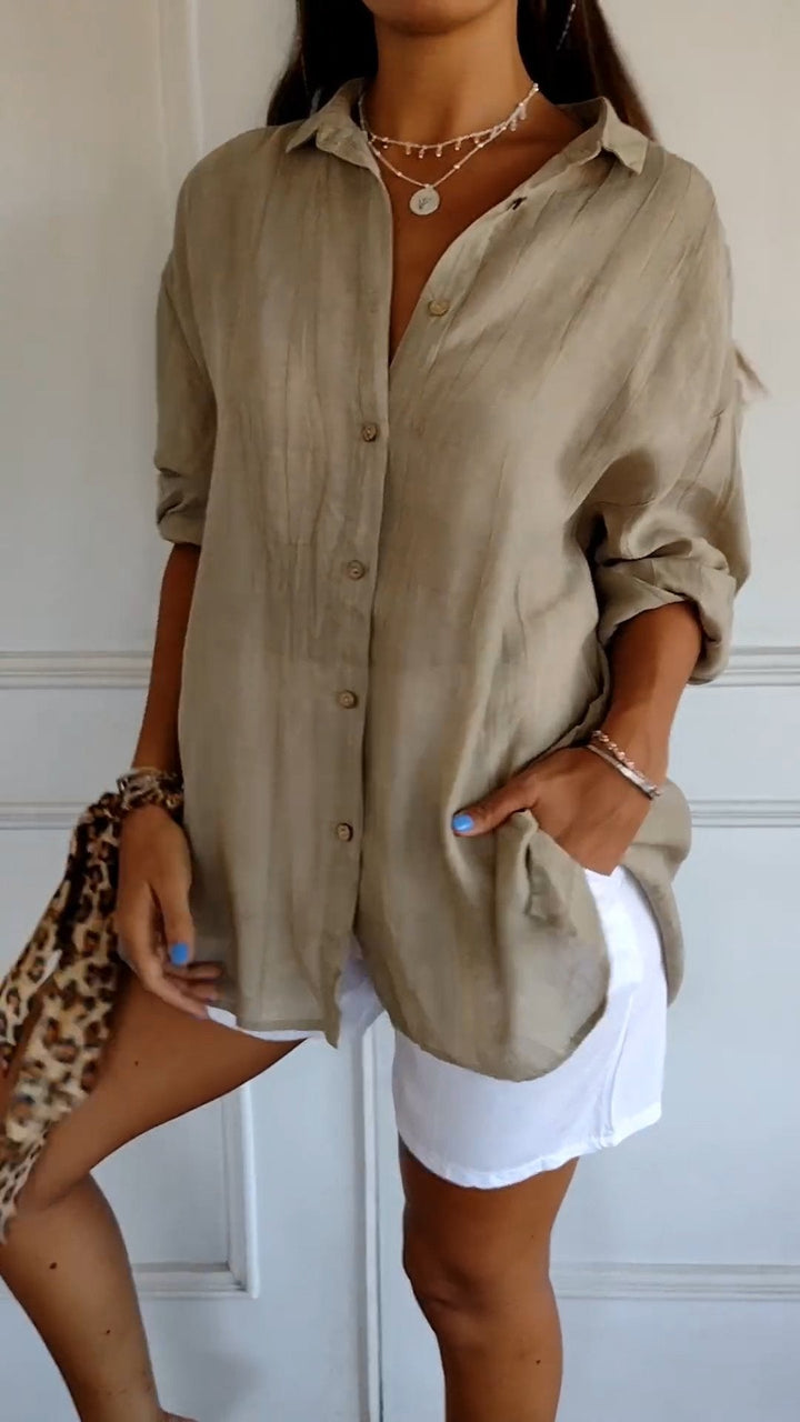 Veelzijdig dames overhemd met plooien, ideaal voor zakelijk of casual. Elegant en comfortabel.
