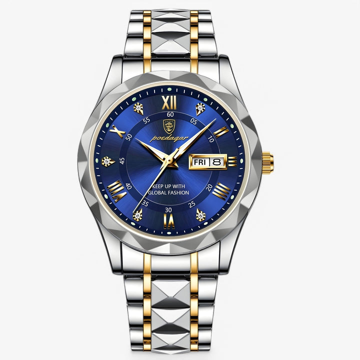 Elegant herenhorloge met zilveren kast en tijdloze wijzerplaat, perfect accessoire voor de stijlvolle man.
