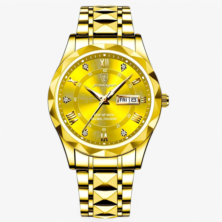 Zwart herenhorloge met leren band en tijdloze wijzerplaat, een elegant en veelzijdig accessoire.