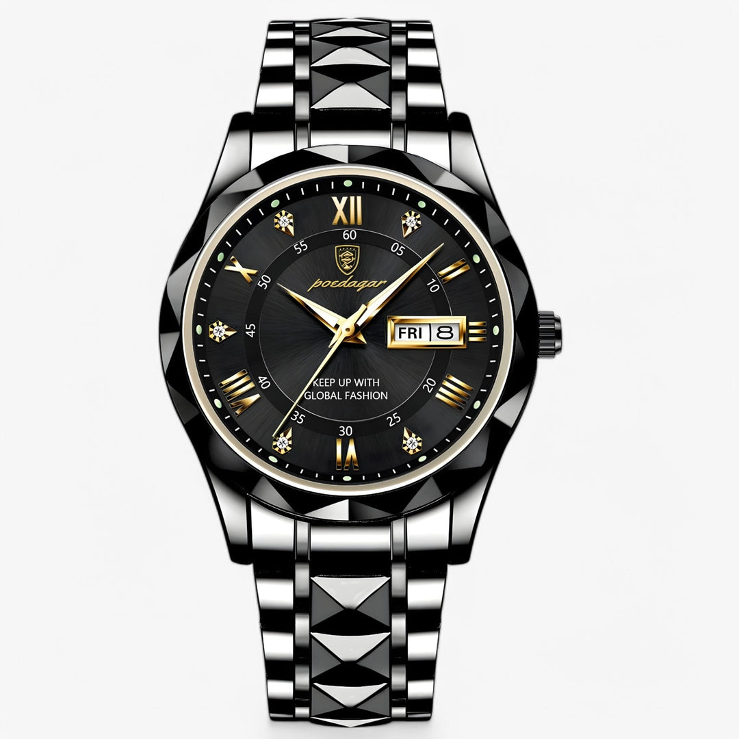 Luxe gouden herenhorloge met minimalistisch design en precisie uurwerk; een stijlvol statement.