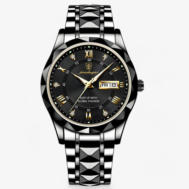 Luxe gouden herenhorloge met minimalistisch design en precisie uurwerk; een stijlvol statement.