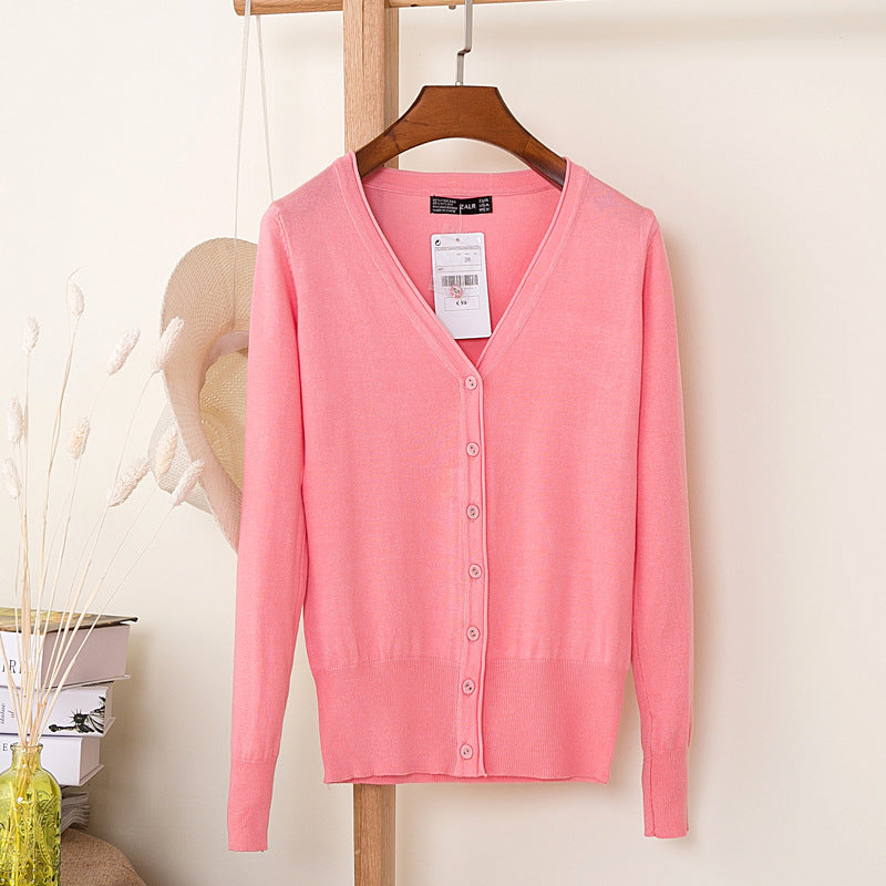 V-hals pastel damesvest, comfortabel en veelzijdig voor de warmere dagen.