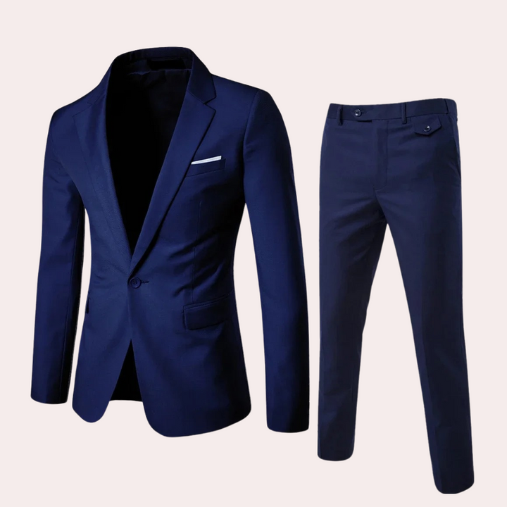 "Elegant rood heren zomerpak met blazer en pantalon, perfect voor formele en semi-formele gelegenheden."