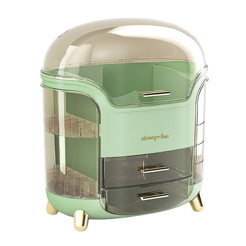 "Elegant zwarte/witte make-up organizer, hoogwaardig kunststof, meerdere vakken, stijlvol ontwerp voor georganiseerde ruimte.