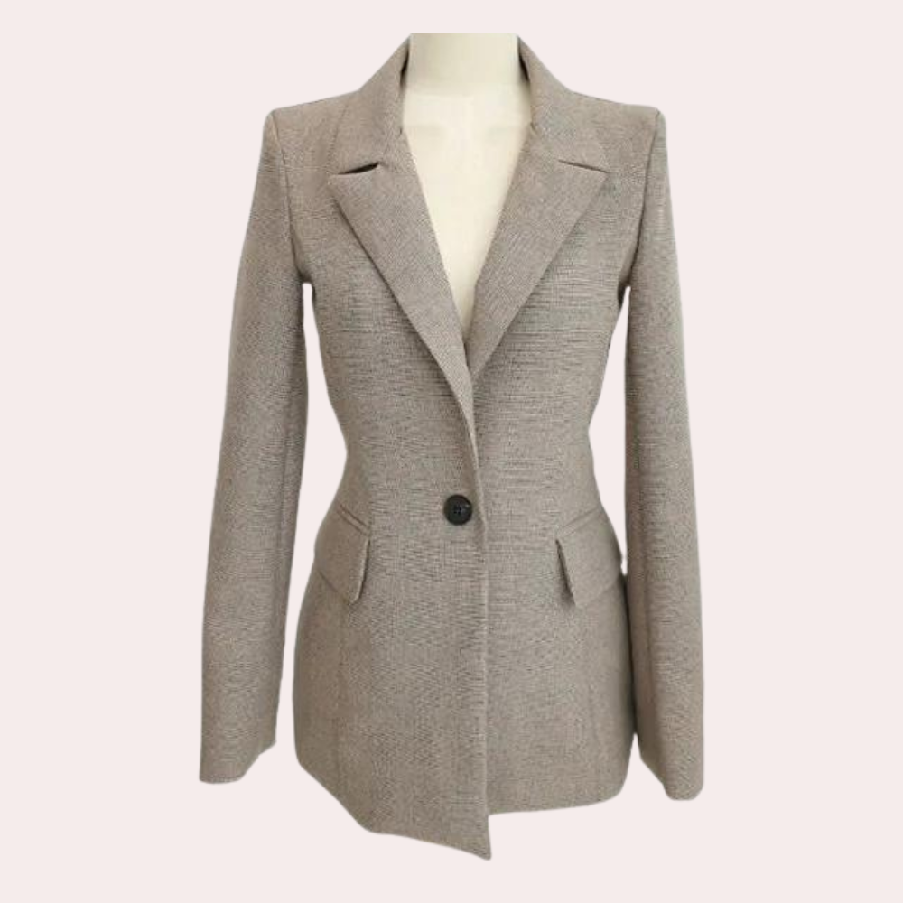 Elegante 3-delige dames zomerset in khaki: pantalon, gilet en blazer. Stijlvol en veelzijdig voor elke gelegenheid.