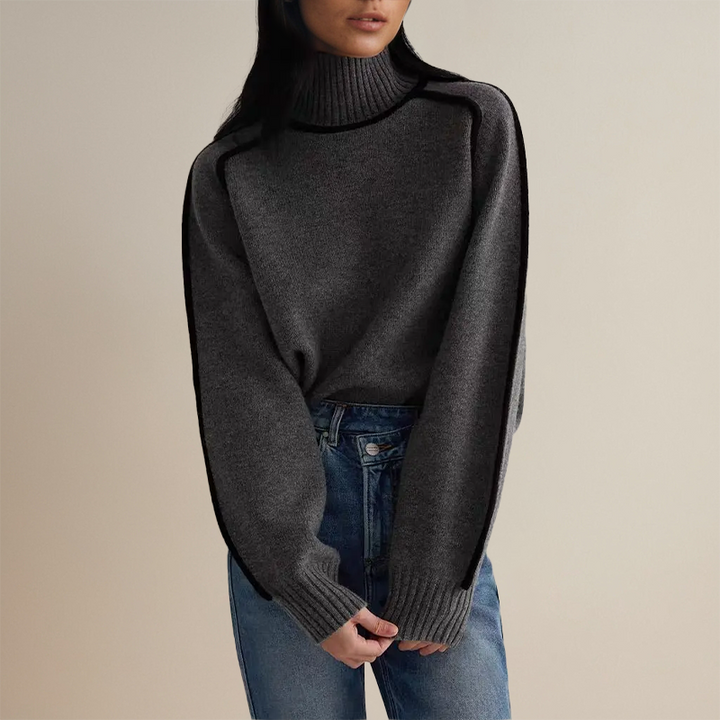 Comfortabele en warme Althea damestrui. Zachte gebreide trui die stijlvol en elegant is voor de winter. Vrouwenkleding.