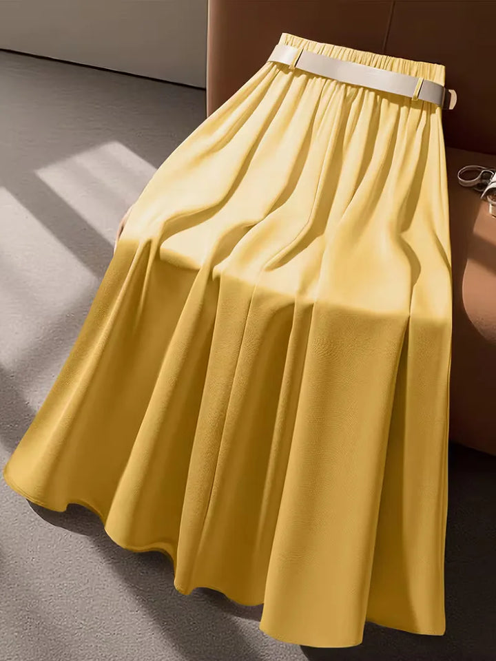 Casual zomer plooirok met hoge taille voor dames, midi-lengte, stijlvol en comfortabel.